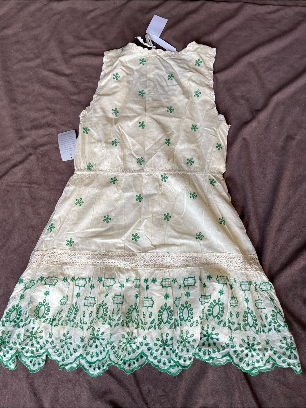 MAISIE Women’s cream and green embroidered dress  size L